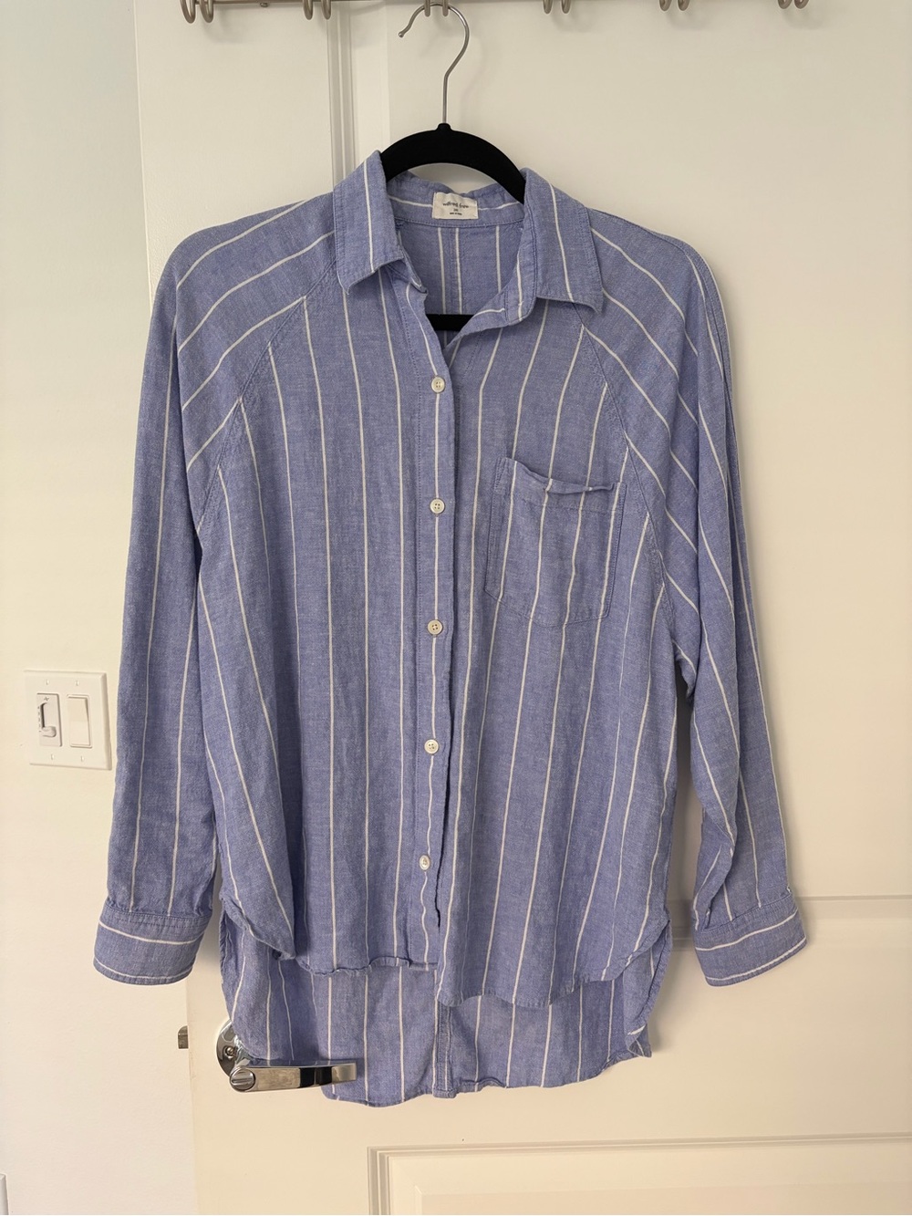 Aritzia Wilfred Free Blue and White Striped Button-Down Shirt